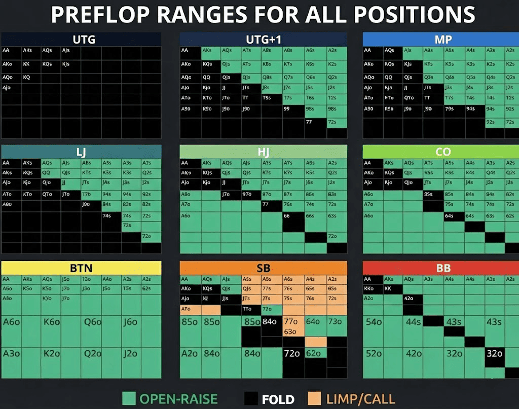Texas Holdem Poker Preflop Charts by Position